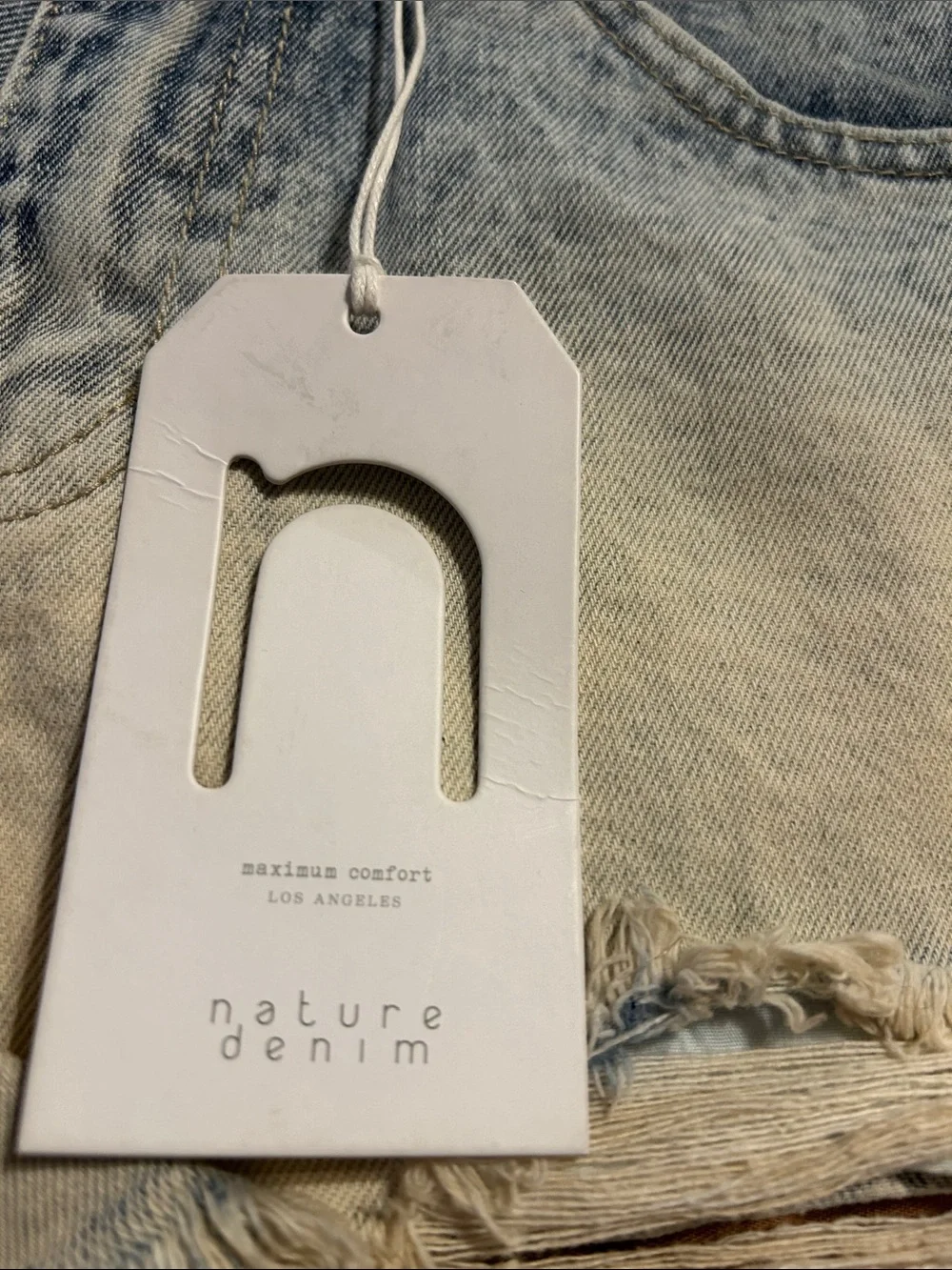 Nature Denim High-Rise Distressed Blue Ombre Denim Shorts
